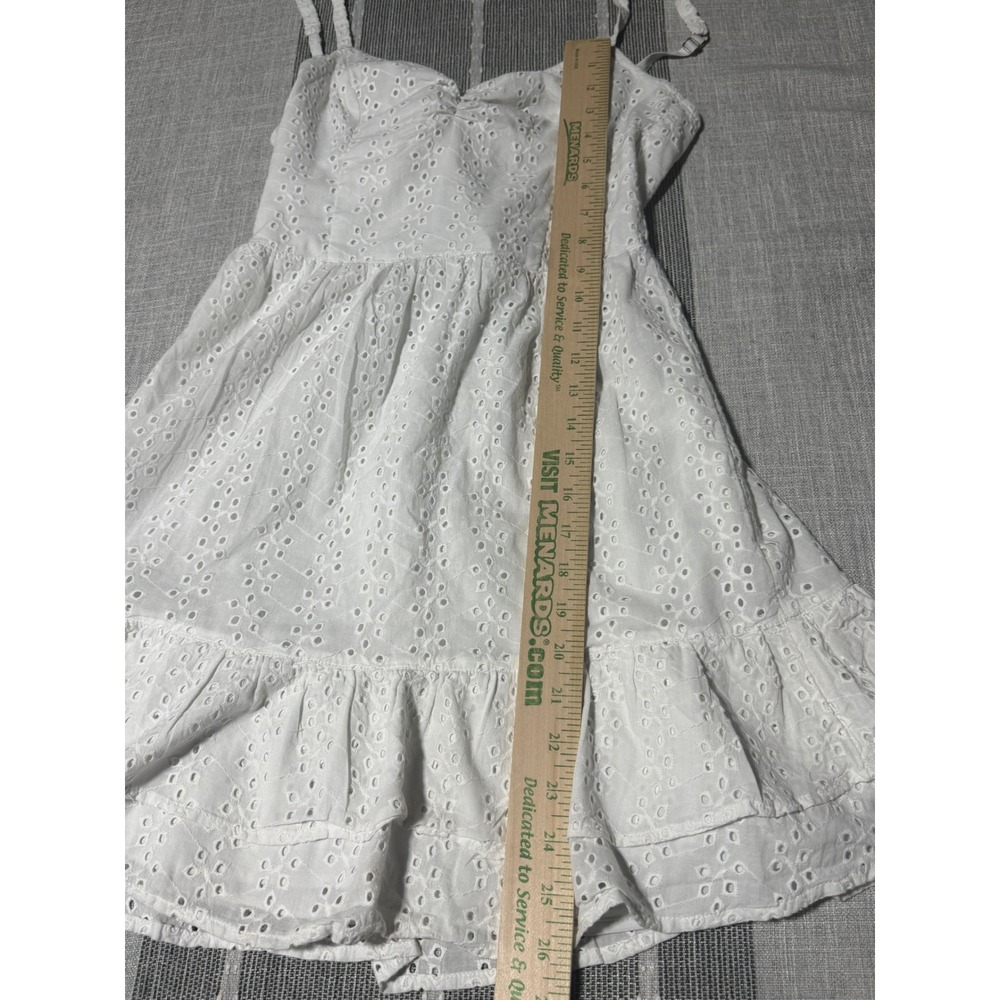 Hollister Womens White Eyelet Mini Dress XS Regular Sleeveless Tie Back Summer - Picture 2 of 7